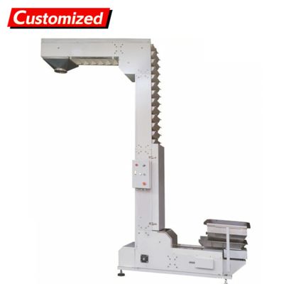 Giá tốt. Nhà sản xuất băng tải nâng Z kiểu đứng bằng thép không gỉ SUS304 tùy chỉnh cho cửa hàng vật liệu xây dựng, cửa hàng sửa chữa máy móc, nhà máy sản xuất trực tuyến